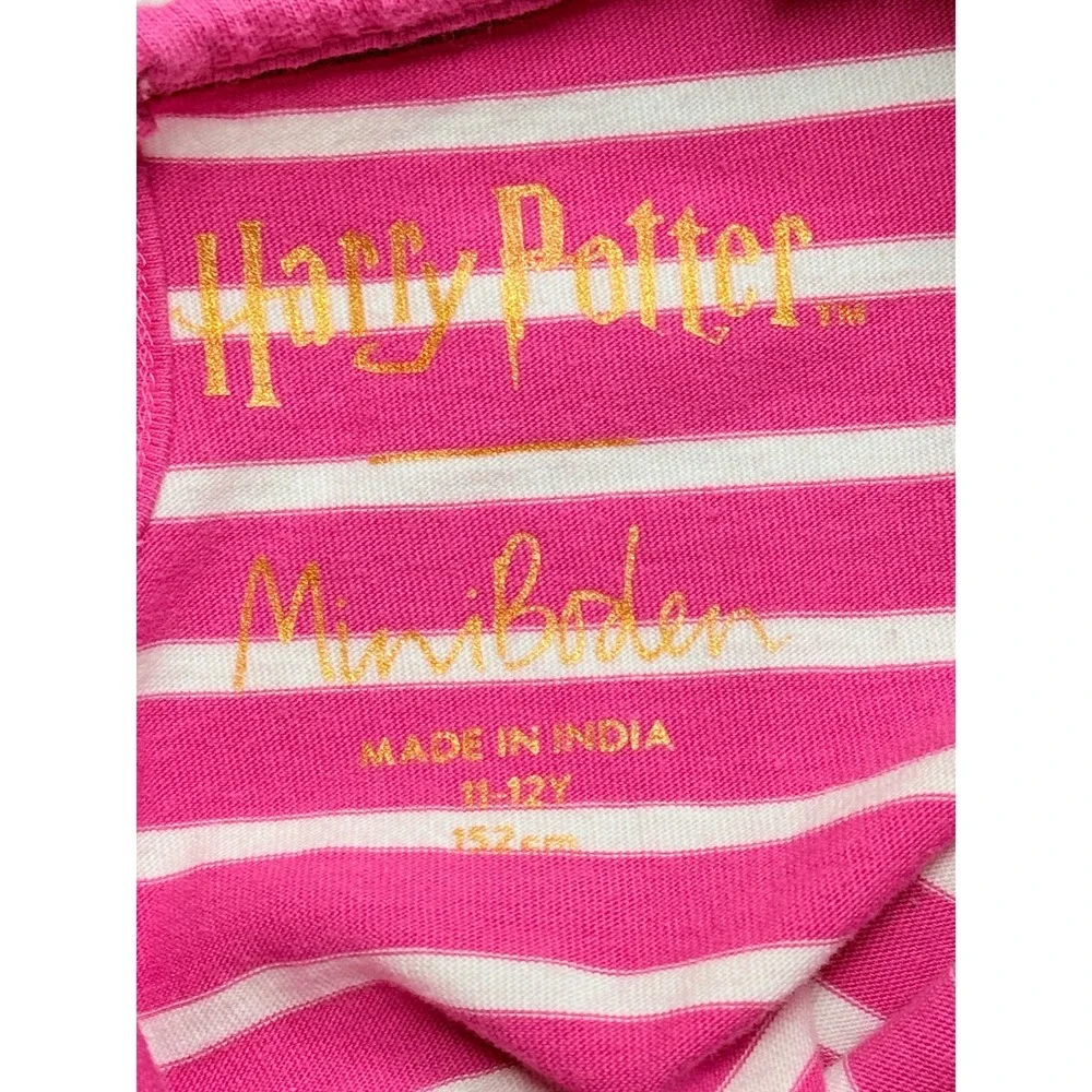 Mini Boden Harry Potter Hedwig Owl Striped Dress Pink Girls 11-12Y